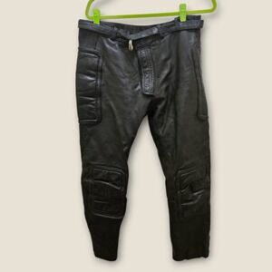 Vintage Hein Gericke Hondaline Motorcycle Black Leather Pants Size 34